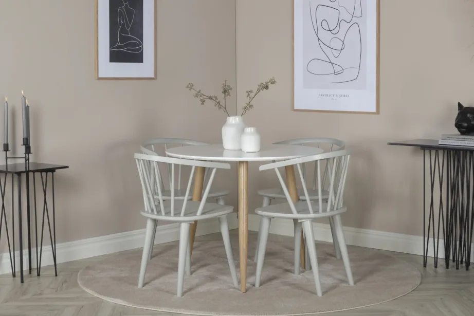 Ümmargune söögilaud Polar, valge MDF ja terasjalad, ø 90 cm, 29889-120 – 3