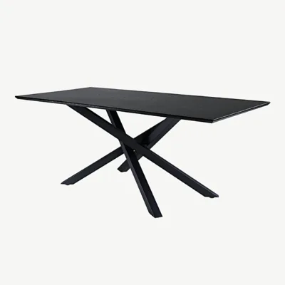 Piazza must ristjalgadega söögilaud, 180x90 cm (MDF, vineer) - 29892-888