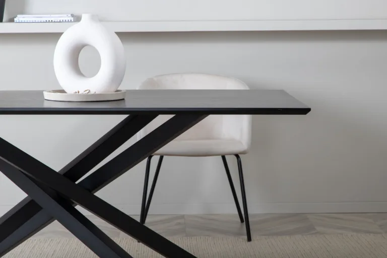 Piazza must ristjalgadega söögilaud, 180x90 cm (MDF, vineer) - 29892-888
