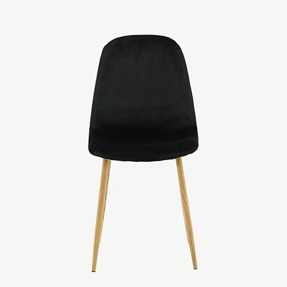 Mustast velvetkangast söögitool Polar, tammepuidutooni terasjalad, 29902-891 – 4