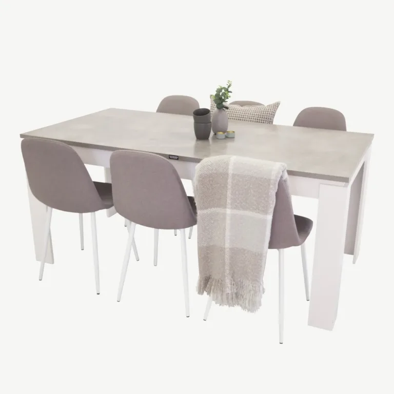Hall polüesterkattega söögitool Polar valgete metalljalgadega - 29902-990