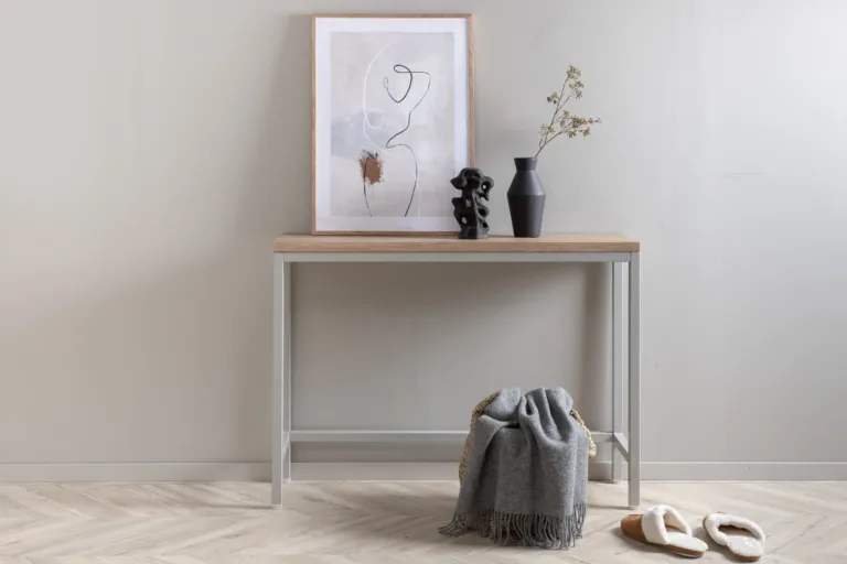 Hall metallraamiga abilaud Rise, tuhapaberlamiin, 110x30 cm - 29918-552