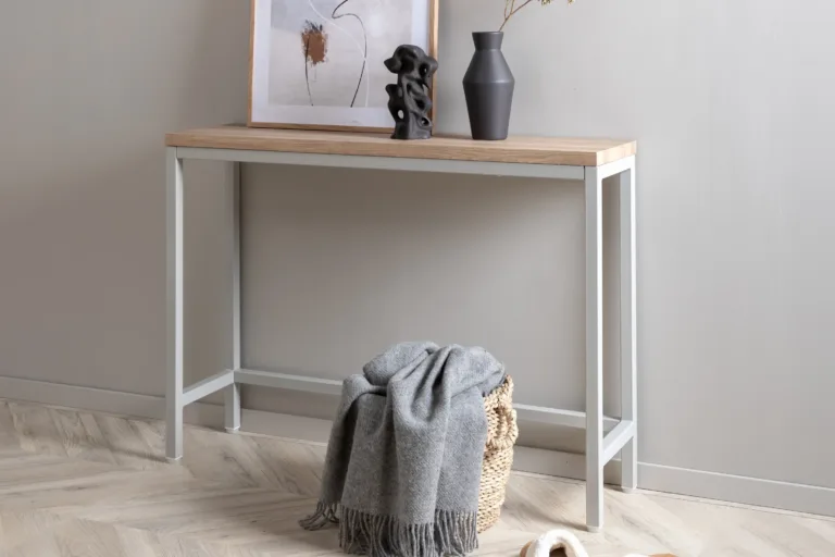 Hall metallraamiga abilaud Rise, tuhapaberlamiin, 110x30 cm - 29918-552