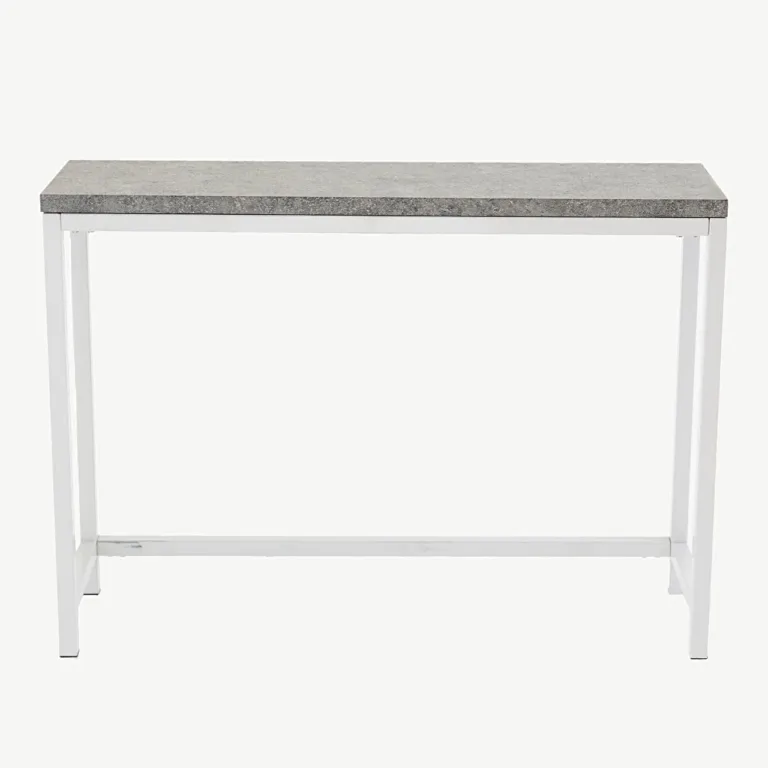 Kõrge valge raamiga abilaud Rise, betooni imitatsiooniga lauaplaat, 110 × 30 × 80 cm - 29918-660