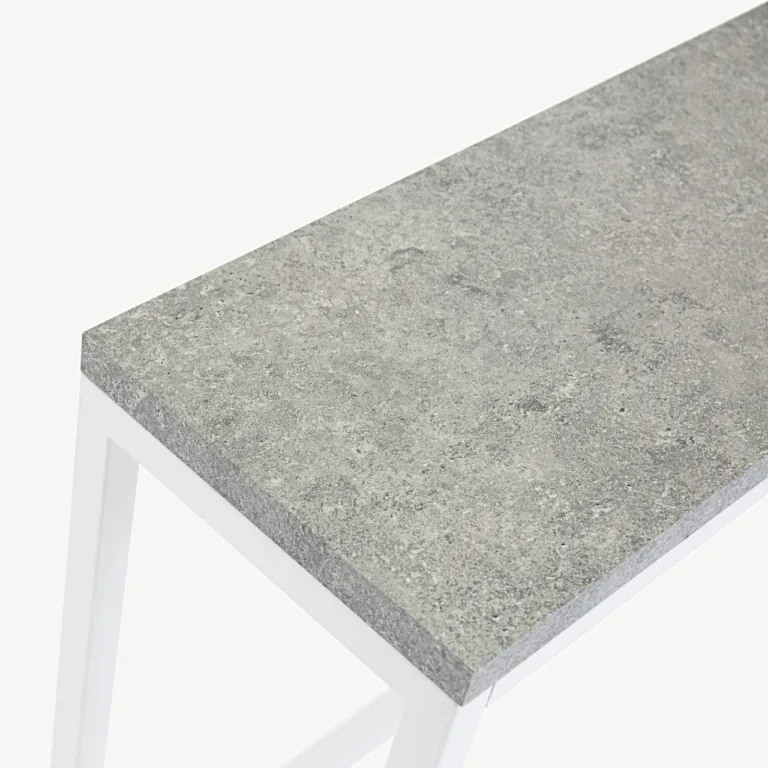 Kõrge valge raamiga abilaud Rise, betooni imitatsiooniga lauaplaat, 110 × 30 × 80 cm - 29918-660