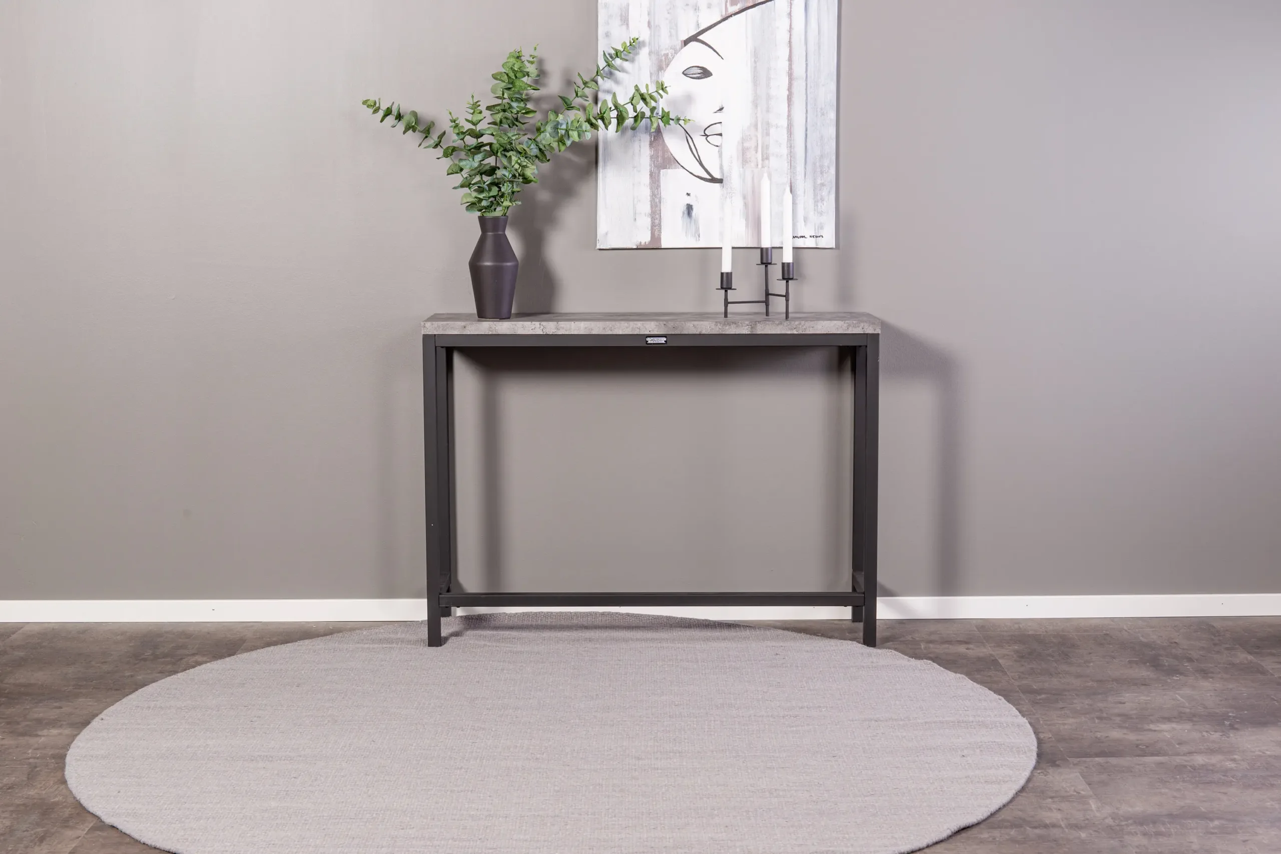 Konsoollaud Rise halli betooni imiteeringuga ja musta terasraamiga (110 × 30 × 80 cm) - 29918-668