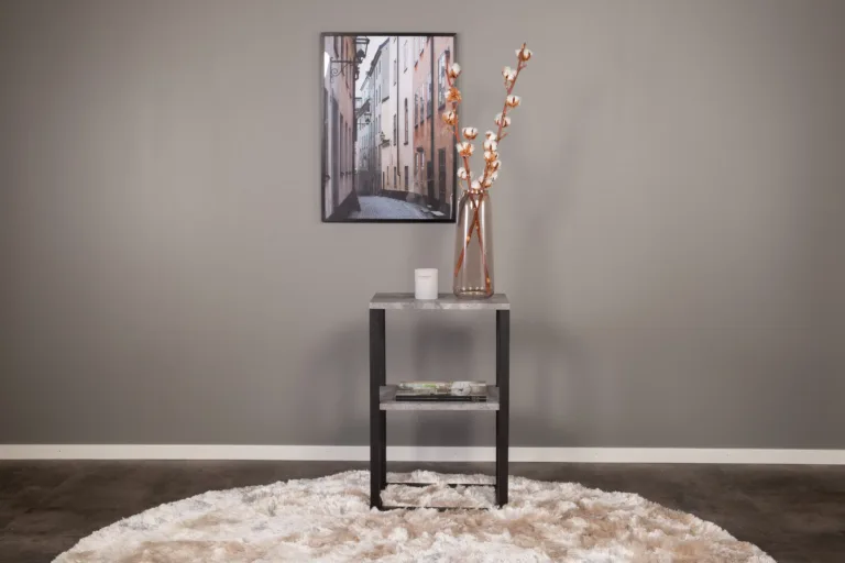 Betoonviimistlusega musta metallraamiga öökapp Rise (30 × 45 × 70 cm) - 29919-668