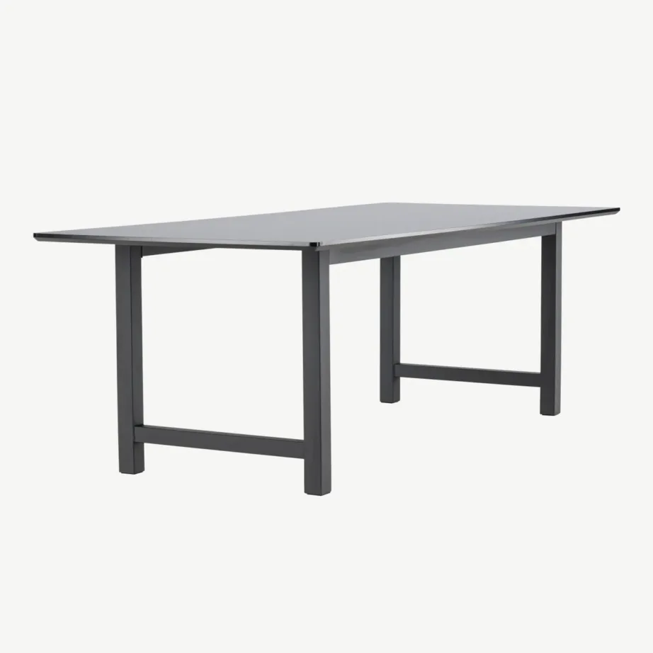 Ristkülikukujuline must MDF-ist söögilaud Count (220 × 100 cm, metallist jalgadel), 29923-488