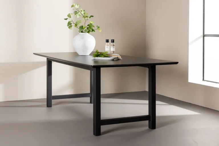 Ristkülikukujuline must MDF-ist söögilaud Count (220 × 100 cm, metallist jalgadel) - 29923-488