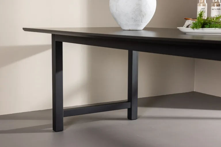 Ristkülikukujuline must MDF-ist söögilaud Count (220 × 100 cm, metallist jalgadel) - 29923-488