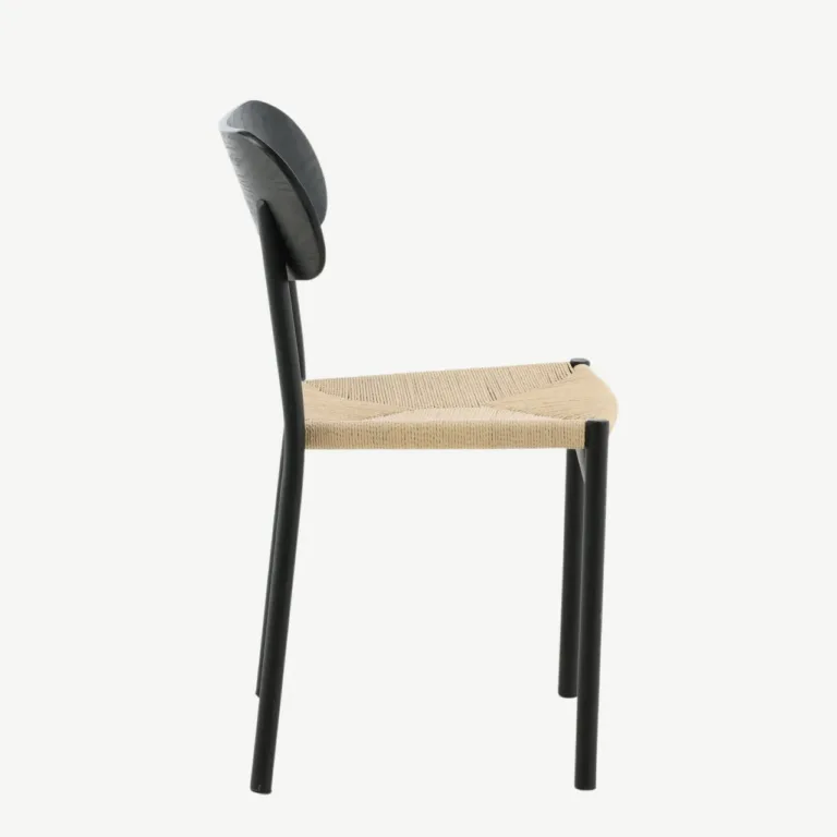 Polly söögitool musta metallraami ja rotangist istmega - 29934-788
