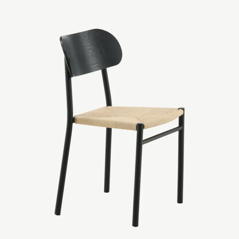 Polly söögitool musta metallraami ja rotangist istmega - 29934-788