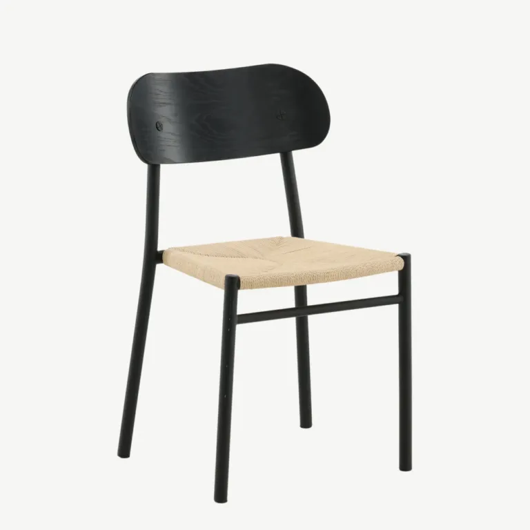 Polly söögitool musta metallraami ja rotangist istmega - 29934-788