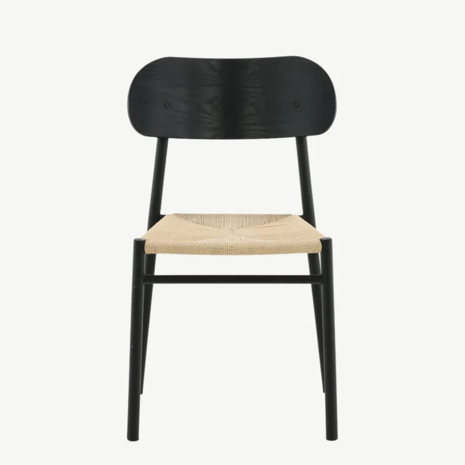 Polly söögitool musta metallraami ja rotangist istmega, 29934-788 – 4