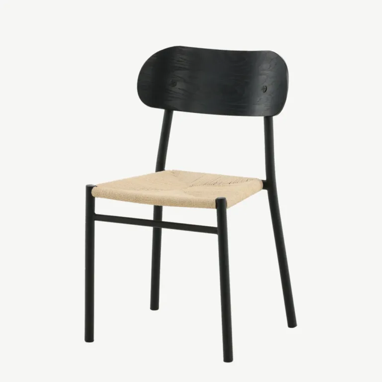 Polly söögitool musta metallraami ja rotangist istmega - 29934-788