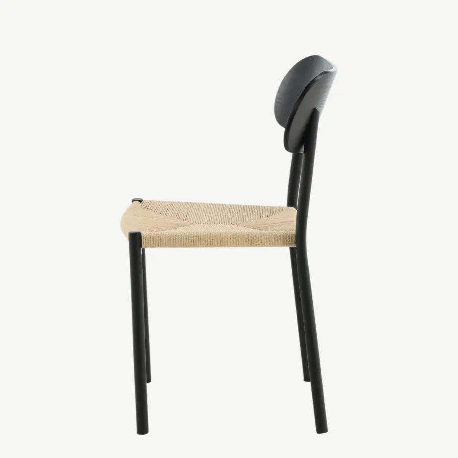 Polly söögitool musta metallraami ja rotangist istmega, 29934-788 – 7