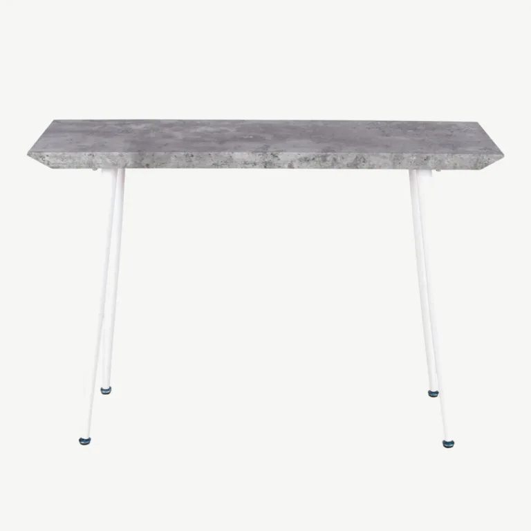 Betoonviimistlusega abilaud Edge, hall MDF-plaadiga ja valgete terasjalgadega, 110x30 cm - 29991-660