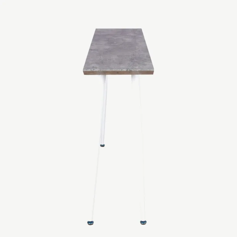 Betoonviimistlusega abilaud Edge, hall MDF-plaadiga ja valgete terasjalgadega, 110x30 cm - 29991-660