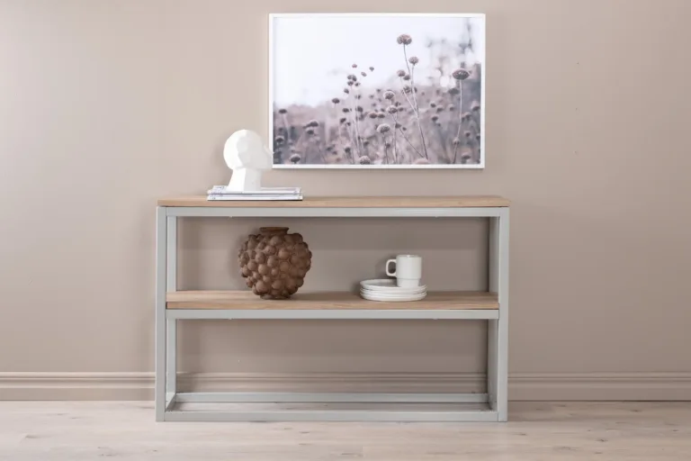 Kahe riiuliga külglaud RISE, hall raam ja tuhatooni paberlaminaat, 110×30×70 cm - 29992-552