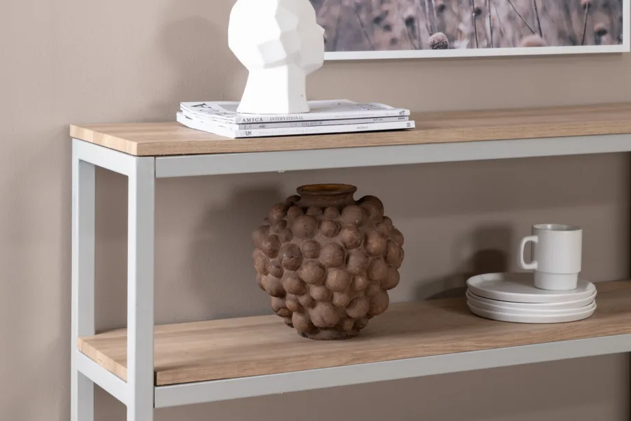 Kahe riiuliga külglaud RISE, hall raam ja tuhatooni paberlaminaat, 110×30×70 cm, 29992-552 – 9