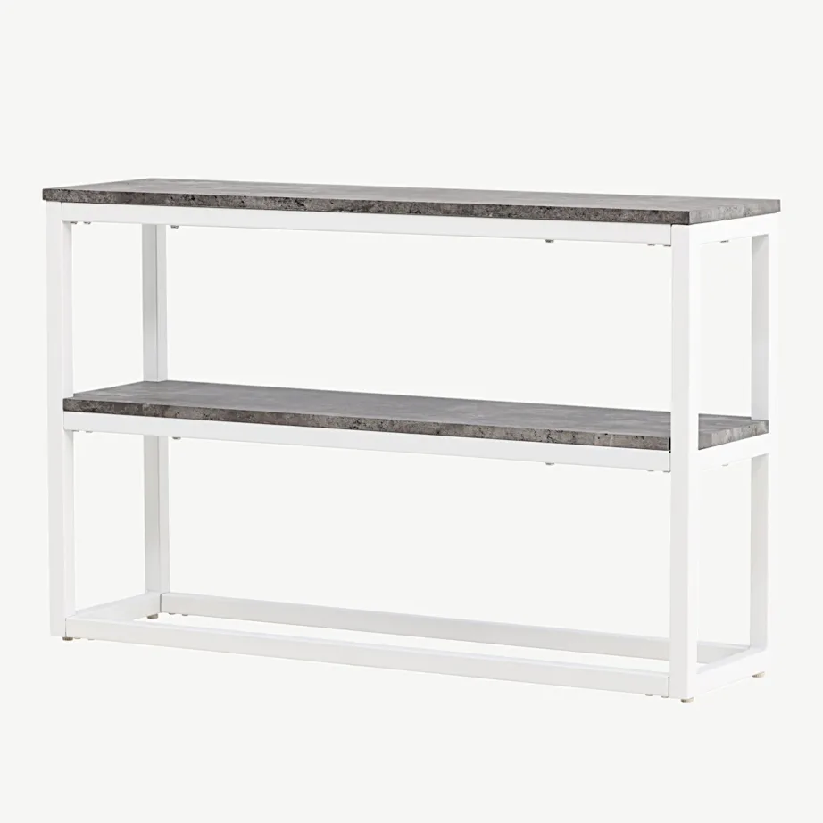 Kaasaegne abilaud Rise, valge raam ja hall betooniimitatsiooniga tasapind (110 × 30 cm), 29992-660
