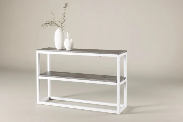 Kaasaegne abilaud Rise, valge raam ja hall betooniimitatsiooniga tasapind (110 × 30 cm) - 29992-660