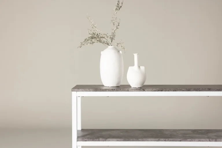 Kaasaegne abilaud Rise, valge raam ja hall betooniimitatsiooniga tasapind (110 × 30 cm) - 29992-660