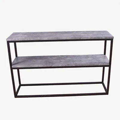 Kahekorruseline abilaud Rise, betooni välimusega MDF ja must metall - 29992-668