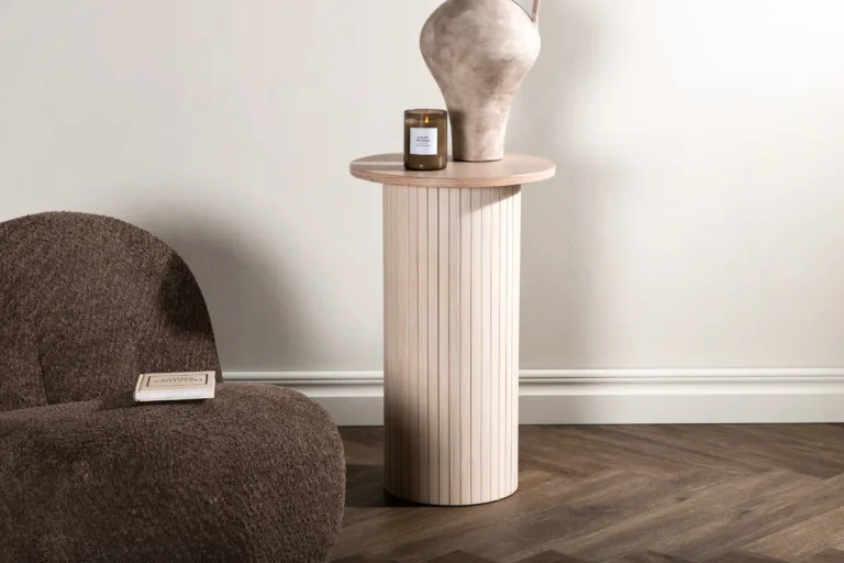 Valge peitsiga ümmargune abilaud Bianca (MDF, ø40 cm) - 29993-101