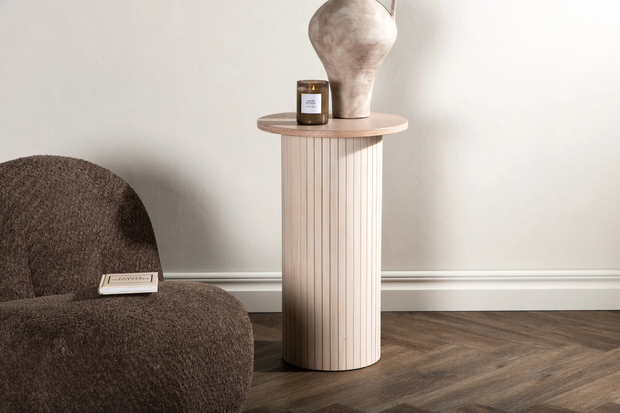 Valge peitsiga ümmargune abilaud Bianca (MDF, ø40 cm) - 29993-101