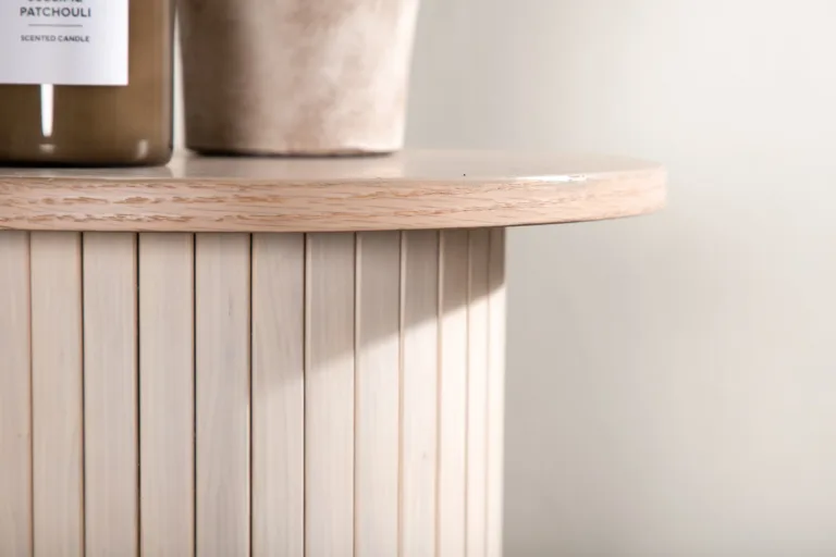 Valge peitsiga ümmargune abilaud Bianca (MDF, ø40 cm) - 29993-101