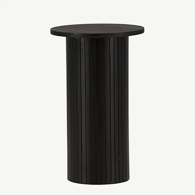 Must ümmargune spoonviimistlusega abilaud Bianca, ø40 cm (MDF) - 29993-102