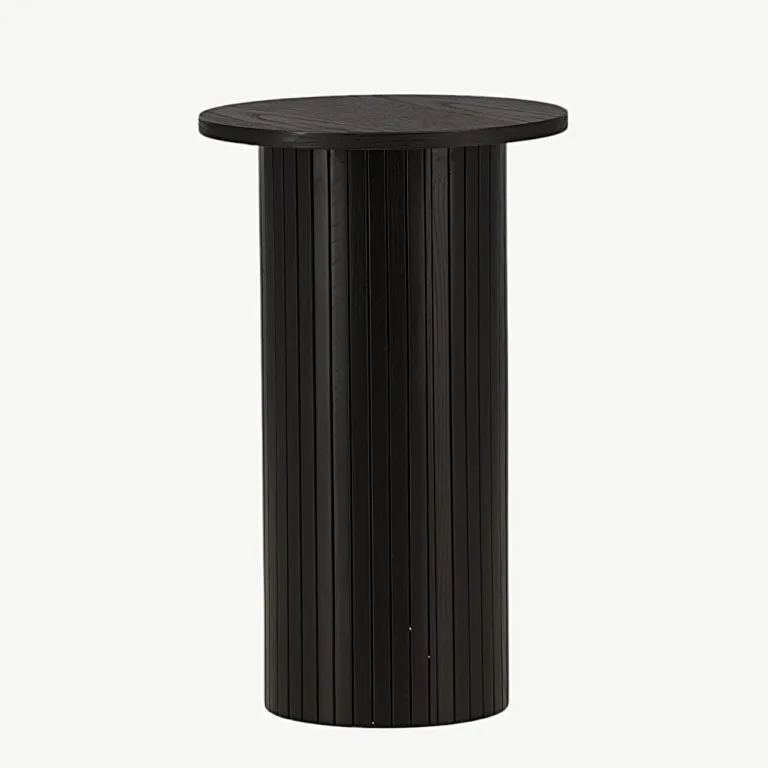 Must ümmargune spoonviimistlusega abilaud Bianca, ø40 cm (MDF) - 29993-102