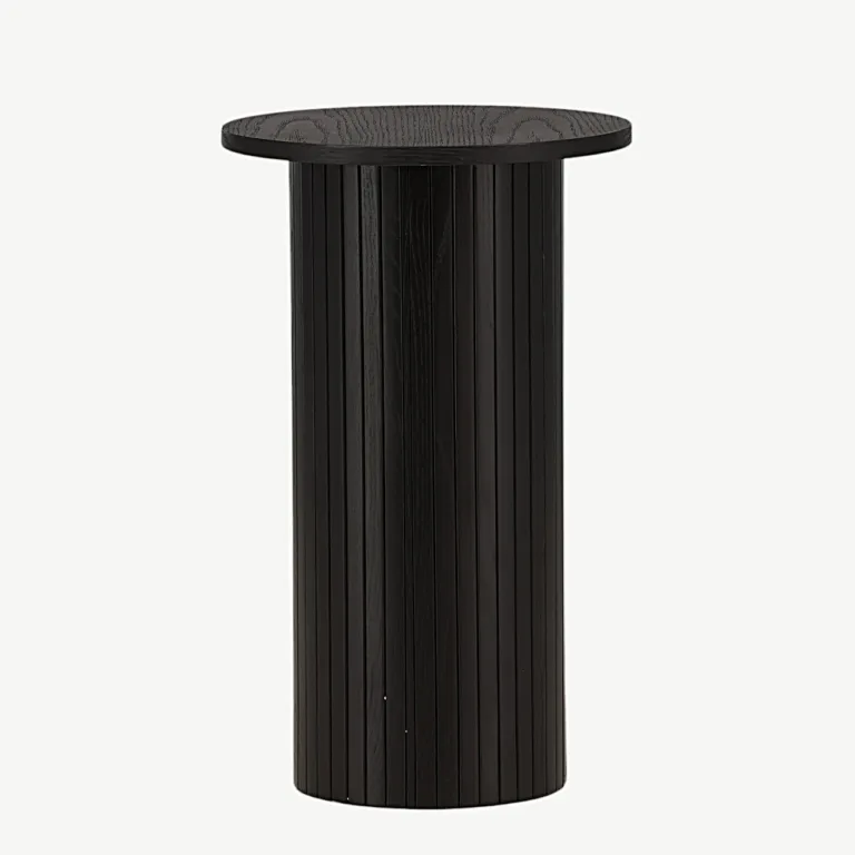 Must ümmargune spoonviimistlusega abilaud Bianca, ø40 cm (MDF) - 29993-102