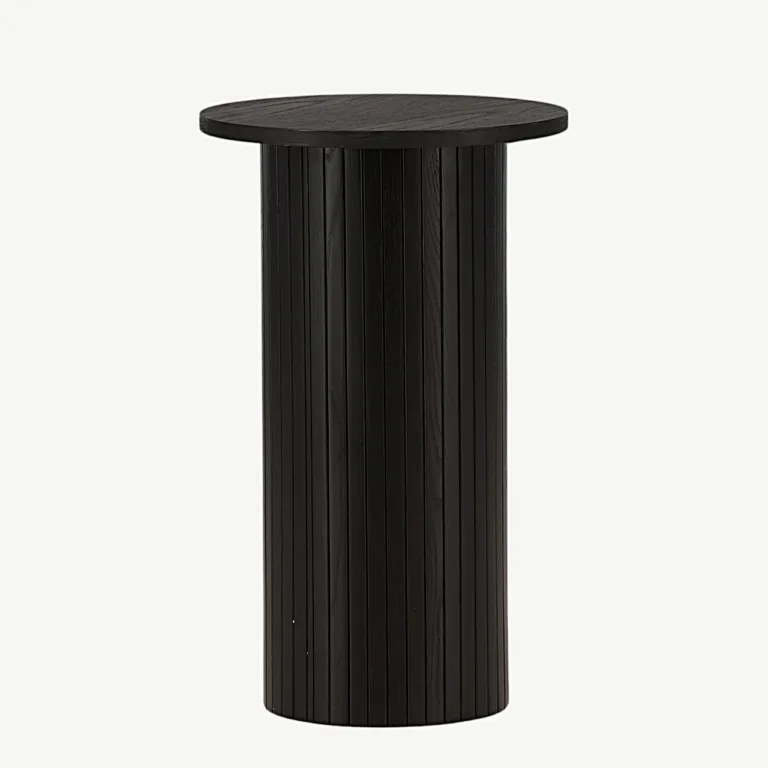 Must ümmargune spoonviimistlusega abilaud Bianca, ø40 cm (MDF) - 29993-102