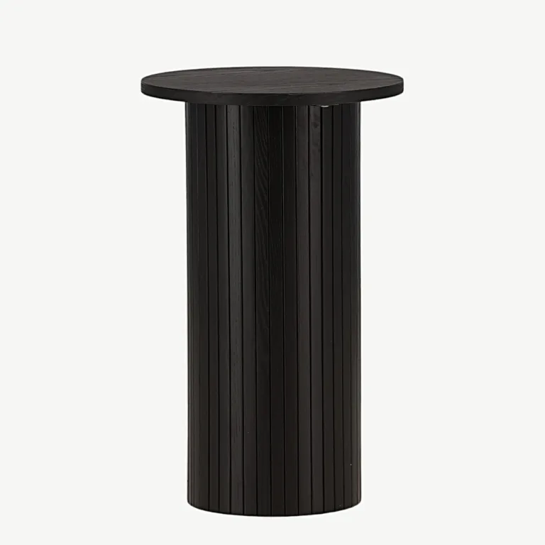 Must ümmargune spoonviimistlusega abilaud Bianca, ø40 cm (MDF) - 29993-102