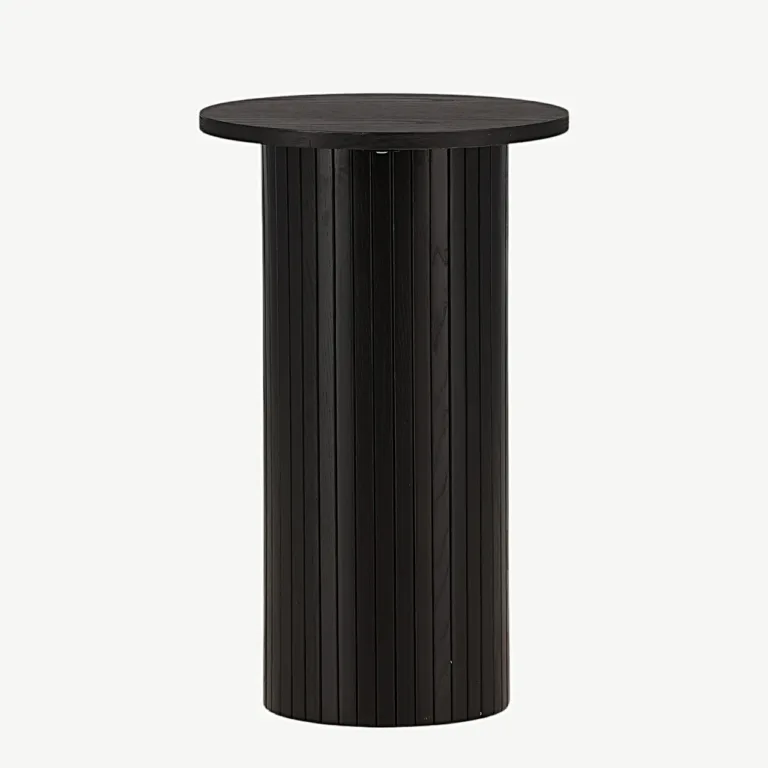 Must ümmargune spoonviimistlusega abilaud Bianca, ø40 cm (MDF) - 29993-102