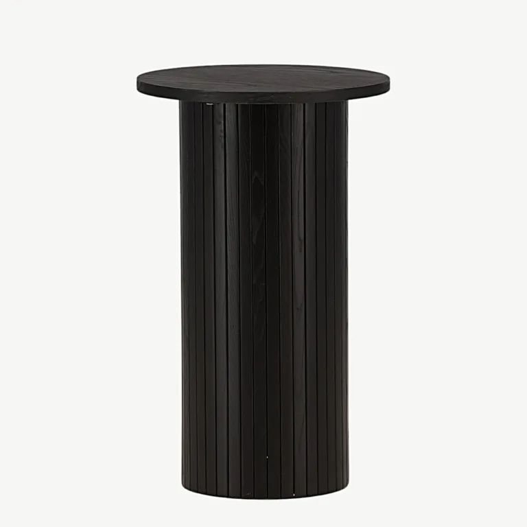 Must ümmargune spoonviimistlusega abilaud Bianca, ø40 cm (MDF) - 29993-102