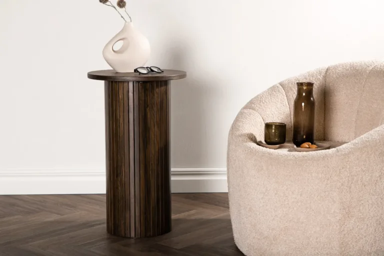 Mokkavärvi vineeriga ümmargune abilauake Bianca, Ø40 cm (Venture Home) - 29993-103