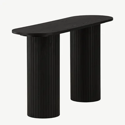 Musta viimistlusega ribiliste jalgadega konsoollaud Bianca (MDF, 130 × 40 cm) - 29993-428