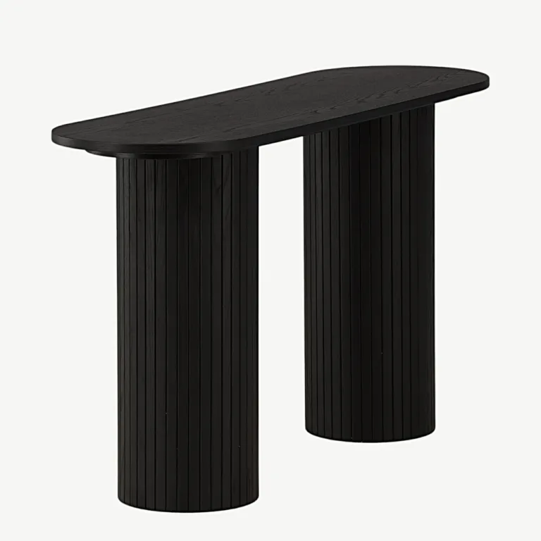 Musta viimistlusega ribiliste jalgadega konsoollaud Bianca (MDF, 130 × 40 cm) - 29993-428