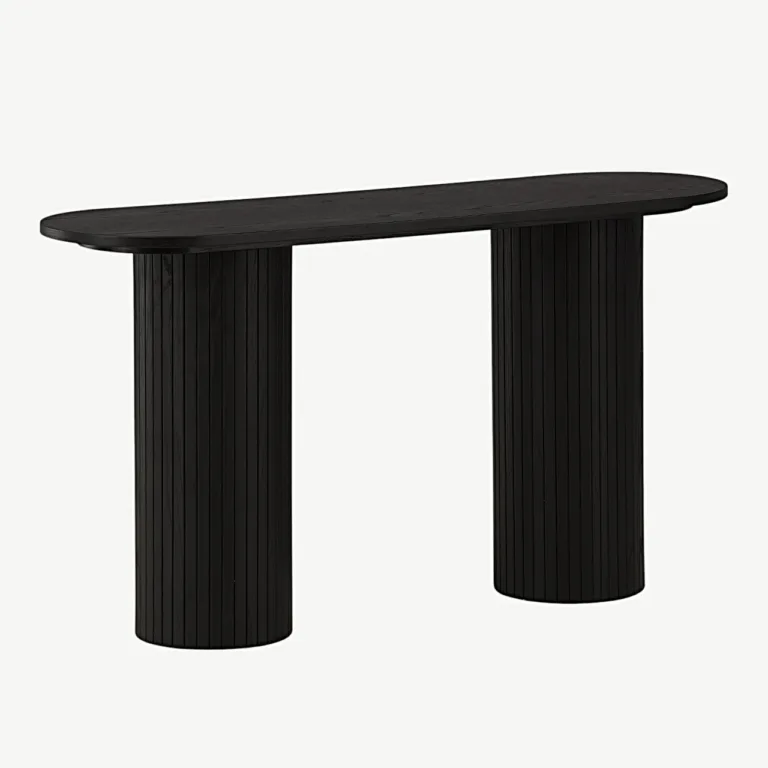 Musta viimistlusega ribiliste jalgadega konsoollaud Bianca (MDF, 130 × 40 cm) - 29993-428
