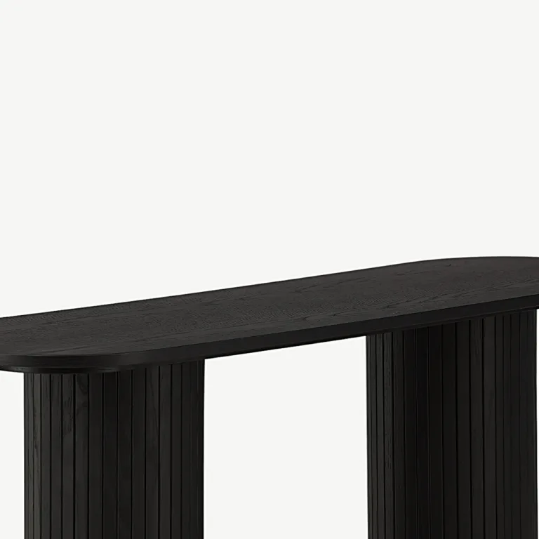 Musta viimistlusega ribiliste jalgadega konsoollaud Bianca (MDF, 130 × 40 cm) - 29993-428