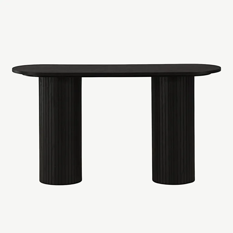 Musta viimistlusega ribiliste jalgadega konsoollaud Bianca (MDF, 130 × 40 cm) - 29993-428