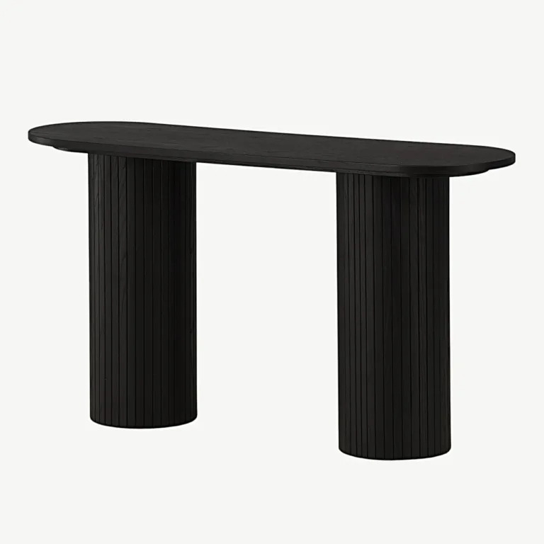 Musta viimistlusega ribiliste jalgadega konsoollaud Bianca (MDF, 130 × 40 cm) - 29993-428