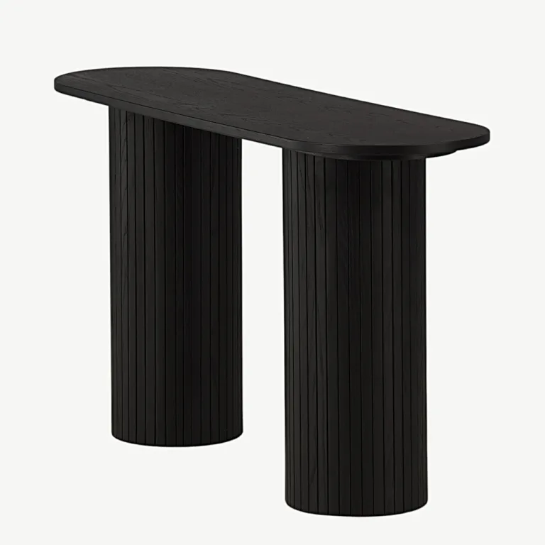Musta viimistlusega ribiliste jalgadega konsoollaud Bianca (MDF, 130 × 40 cm) - 29993-428