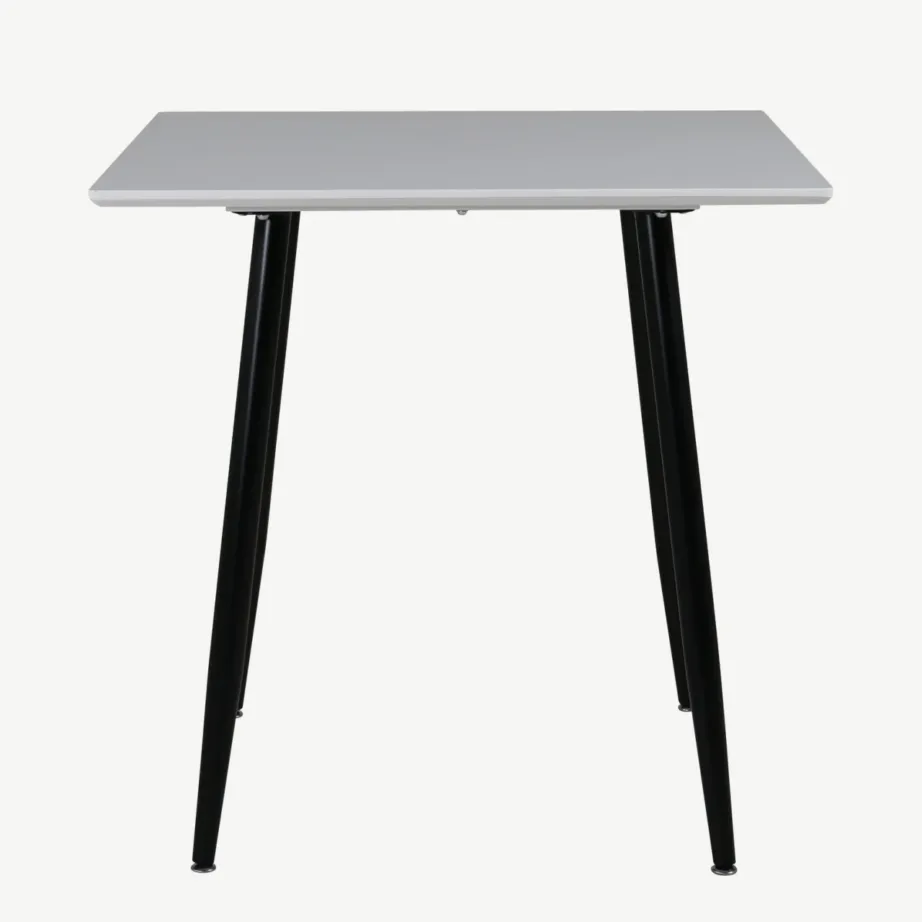 Skandinaavia stiilis valge ruudukujuline söögilaud Polar, mustad metalljalad (80 × 80 cm) - 29995-468