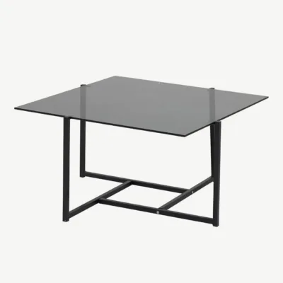 Suitsuhallist klaasist diivanilaud Hybrid mustal terasraamil, 80x80 cm - 29997-685