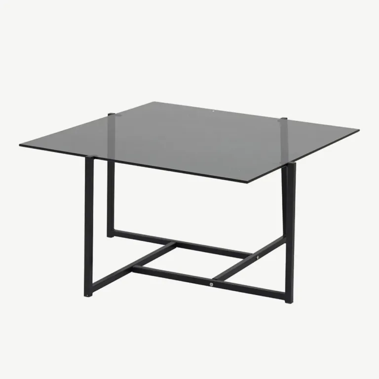 Suitsuhallist klaasist diivanilaud Hybrid mustal terasraamil, 80x80 cm - 29997-685