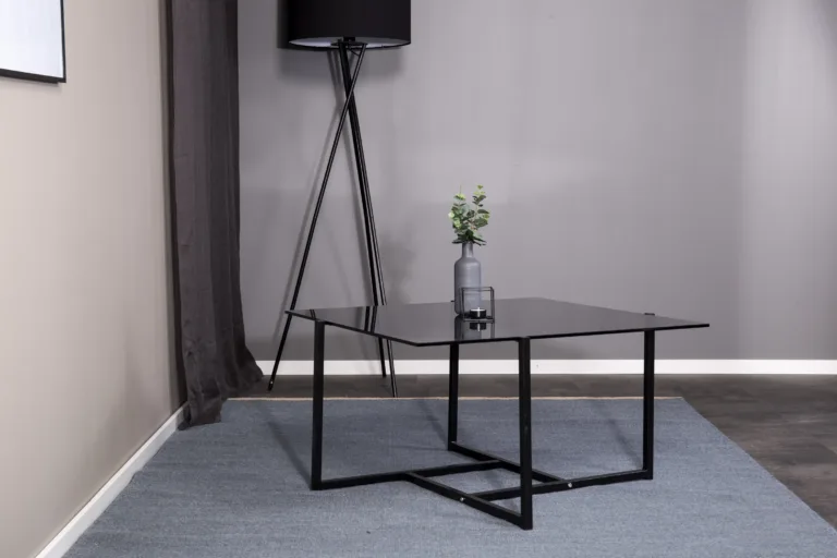 Suitsuhallist klaasist diivanilaud Hybrid mustal terasraamil, 80x80 cm - 29997-685